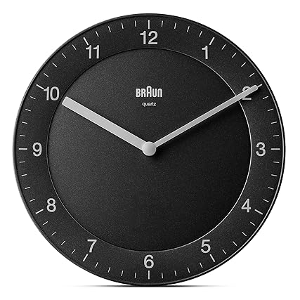 Braun Classic Analogue Wall Clock with Quiet Quartz Movement, Easy to Read, 20 cm Diameter in