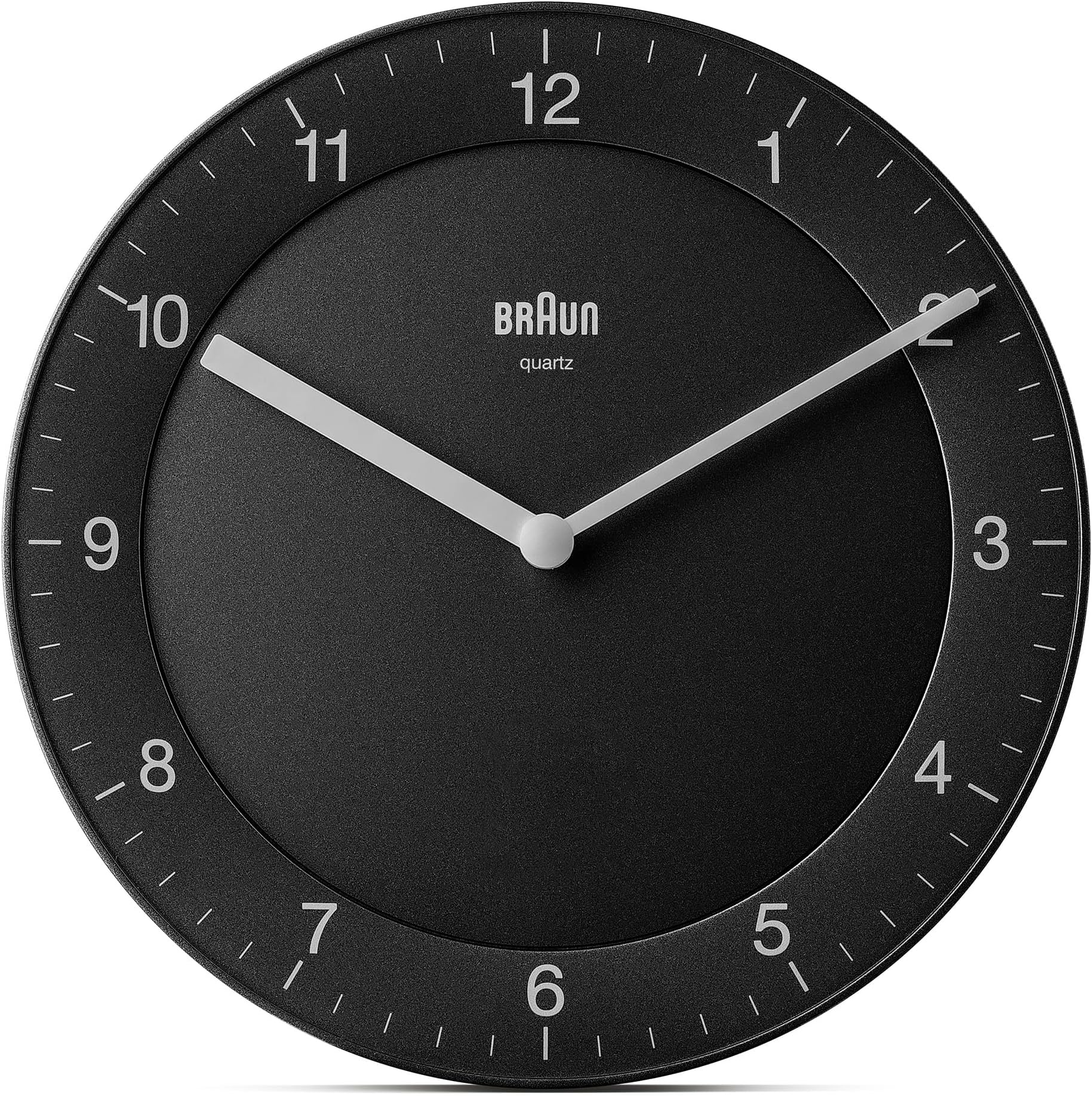 Classic Analogue Wall Clock with Quiet Quartz Movement, Easy To Read, 20cm Diameter in Black, model BC06B.