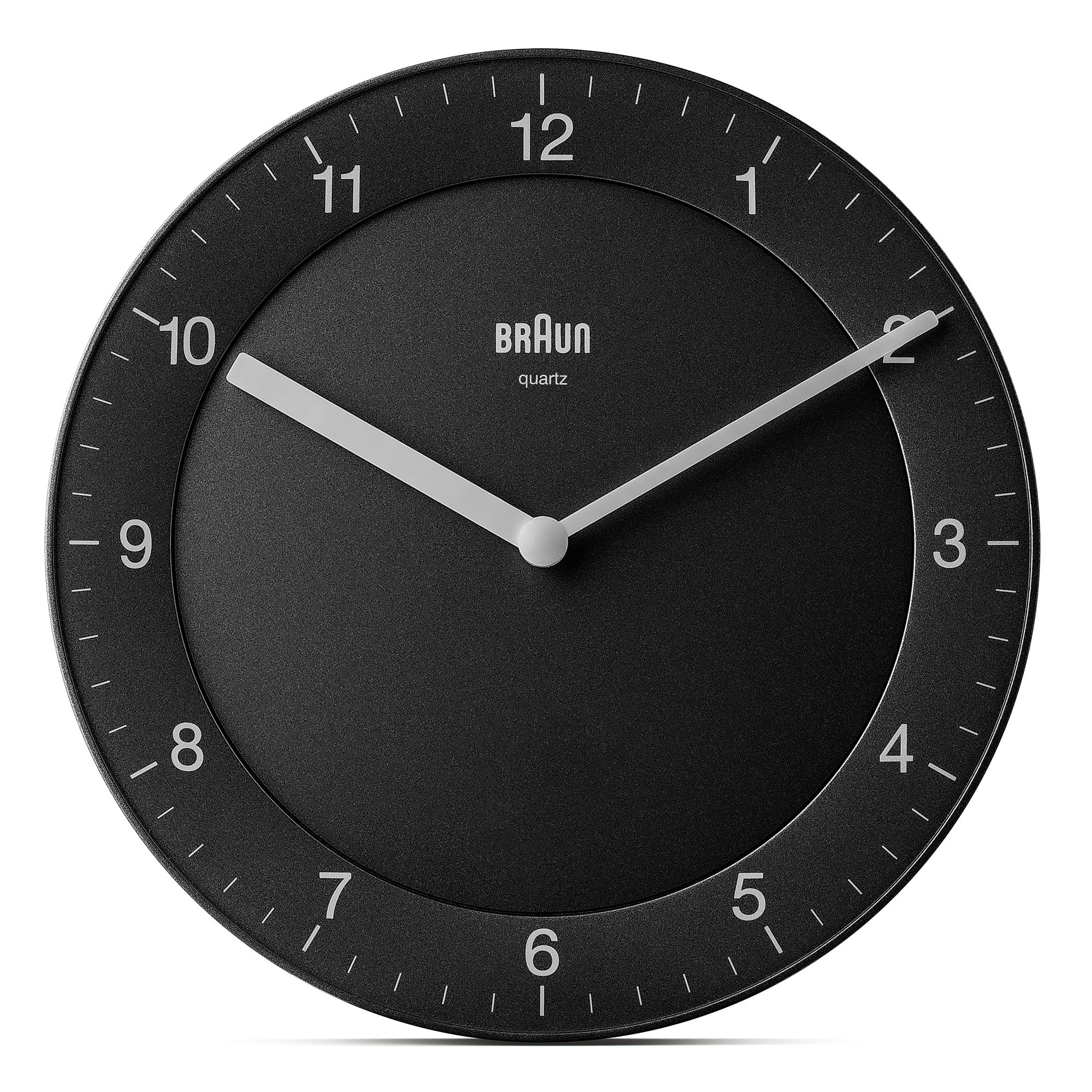 Horloge murale analogique classique Braun avec mouvement à quartz silencieux, facile à lire, diamètre de 20 cm, en noir, modèle