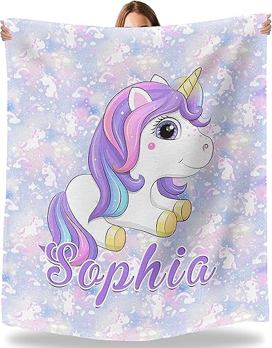 Miniatura 165 de Artsadd Personalized Baby Blanket for Girls Boys, Custom Baby Blankets with Name Customized Throw Blanket for Kids Newborn Baby Shower Birthday Gifts