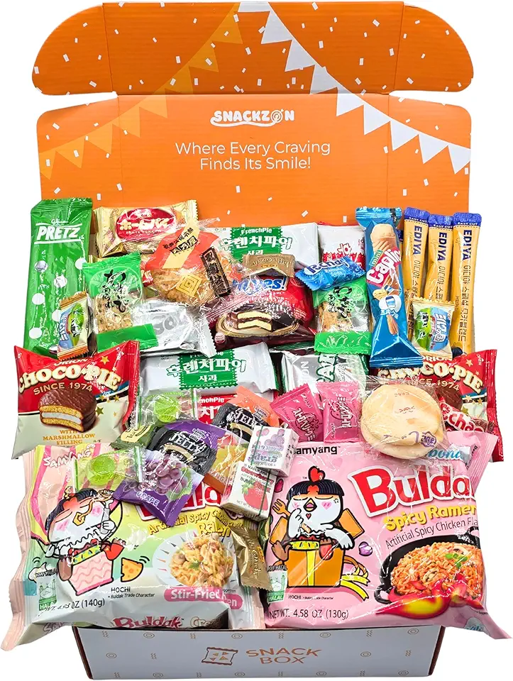 SNACKZON 39-Piece Assorted Japanese Korean Snacks Gift Set - Sweet &amp; Savory Assortment from Japan, Korea &amp; More