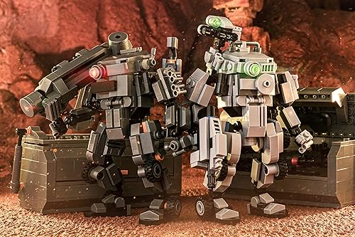 Miniatura 8 de MyBuild Mecha Frame Armed Forces 7004 - Stryker Mech gris oscuro con potente caja de armas, ladrillos de construcción con temática militar para