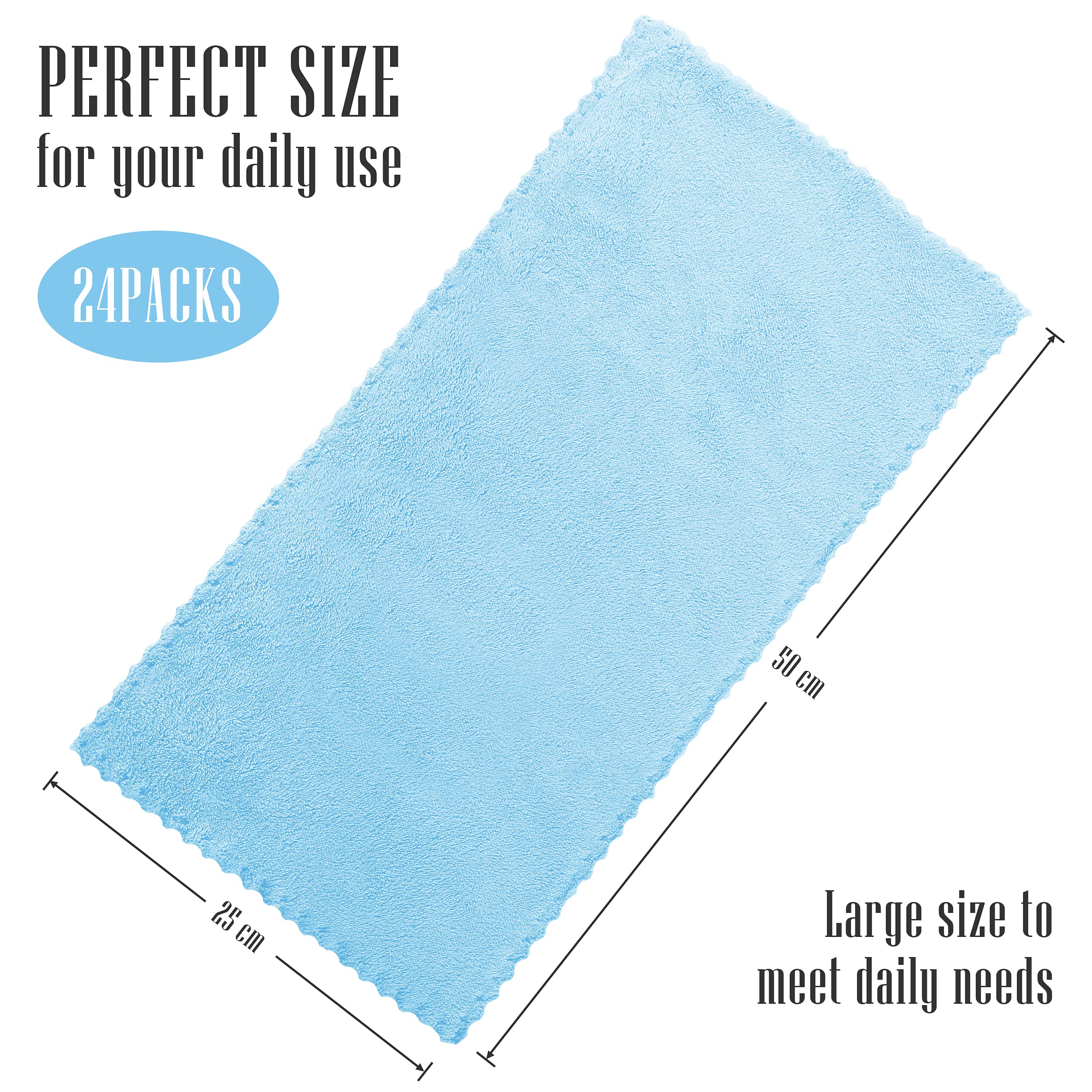 Sunny zzzZZ Paquete de 24 Toallas de Cocina (Aguamarina, 10 x 20 Pulgadas) – No desprende Pelusa – Toallas de Cocina Reutilizables sin Olor, paños de Cocina de Primera Calidad, Toallas de Limpieza de