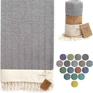Smyrna Herringbone Series Original Turkish Beach Towel | 100% Cotton, Prewashed, 37 x 71 Inches | Peshtemal and Turkish Ba...