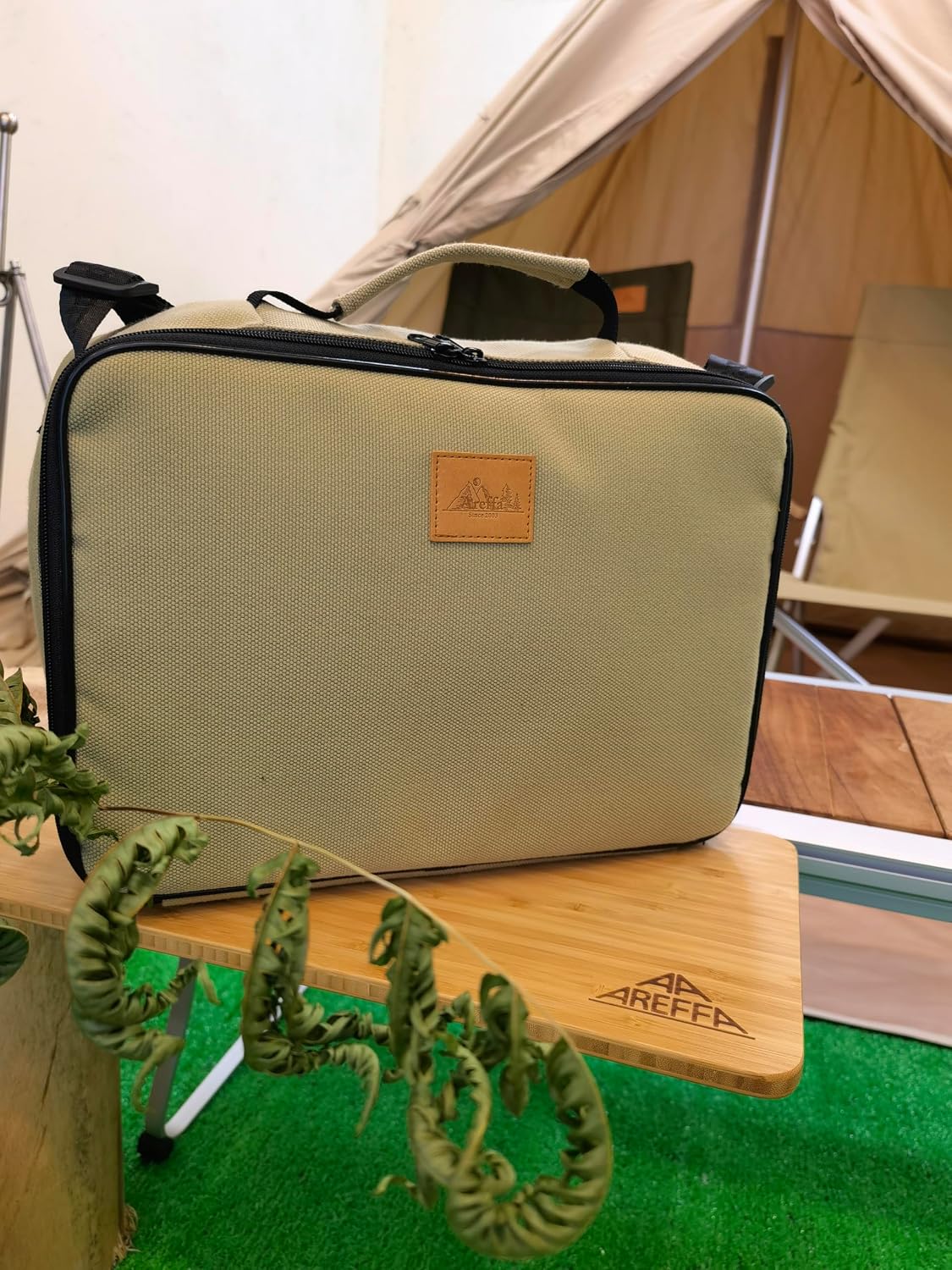 AREFFA Large Camping Utensil Organizer Bag, Portable Picnic Cutlery Storage with Dividers, YKK Zippers, Oxford Cloth
