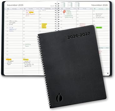 Academic Planner 2026-2027 - Hourly 2026-2027 Planner Weekly and Monthly - Appointment Book with Flexible Cover, Twin-Wire Binding - Simple Design for Productivity, June 2026 - July 2027. 8.5 x 11