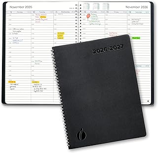 Academic Planner 2026-2027 - Hourly 2026-2027 Planner Weekly and Monthly - Appointment Book with Flexible Cover, Twin-Wire Binding - Simple Design for Productivity, June 2026 - July 2027. 8.5 x 11