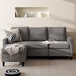 Zinus Hudson Sectional, Convertible Sofa, Light Grey