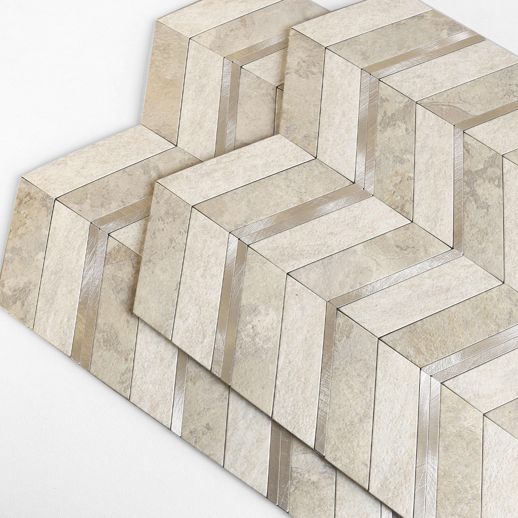 Photo 1 of  Stone Look Herringbone Peel and Stick Backsplash for Kitchen,Chevron Stick on Backsplash Mosaic Wall Tiles(Beige,) 0075 0074