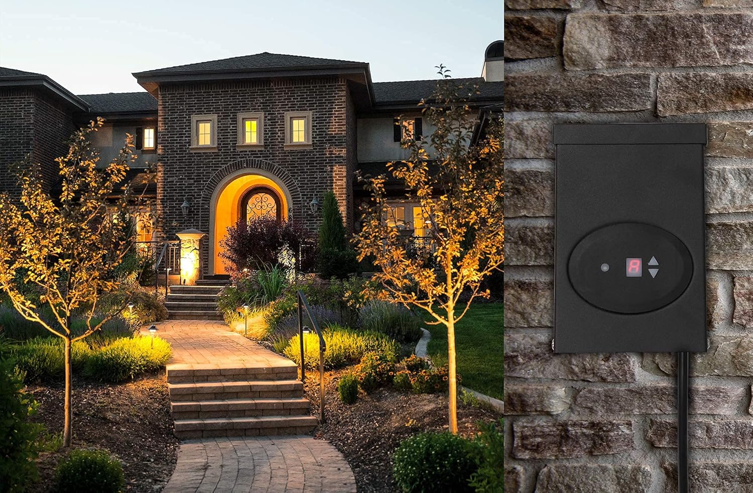 GKOLED Low Voltage Black Pyramid Post Cap Lights Kit, 120W Transformer with 4pcs Black Pyramid Post Cap Lights