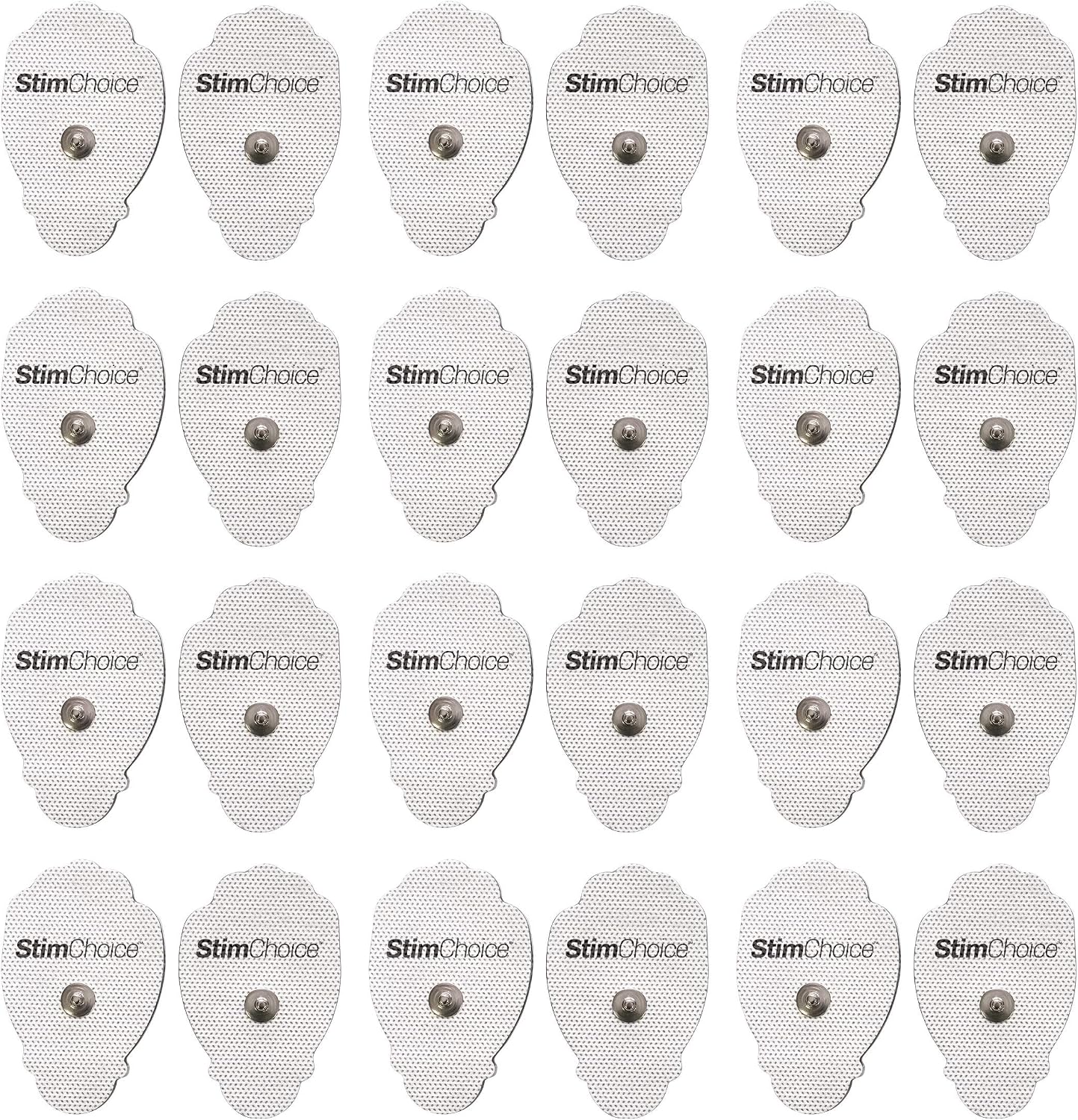 StimChoice TENS Unit Pads, Snap Electrodes, Hand Shaped, 24 Pack Electrode Pad Set