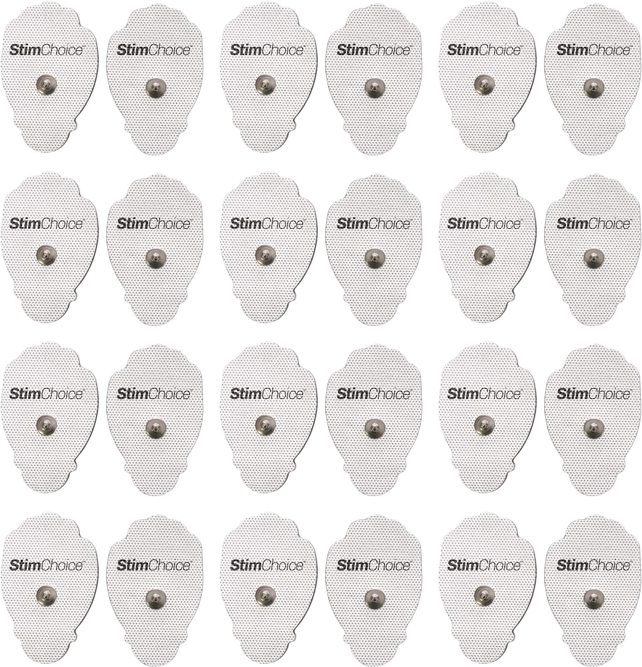 StimChoice TENS Unit Pads, Snap Electrodes, Hand Shaped, 24 Pack Electrode Pad Set