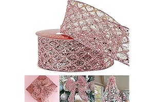 HUIHUANG Rose Gold Wired Ribbon for Pink Mums