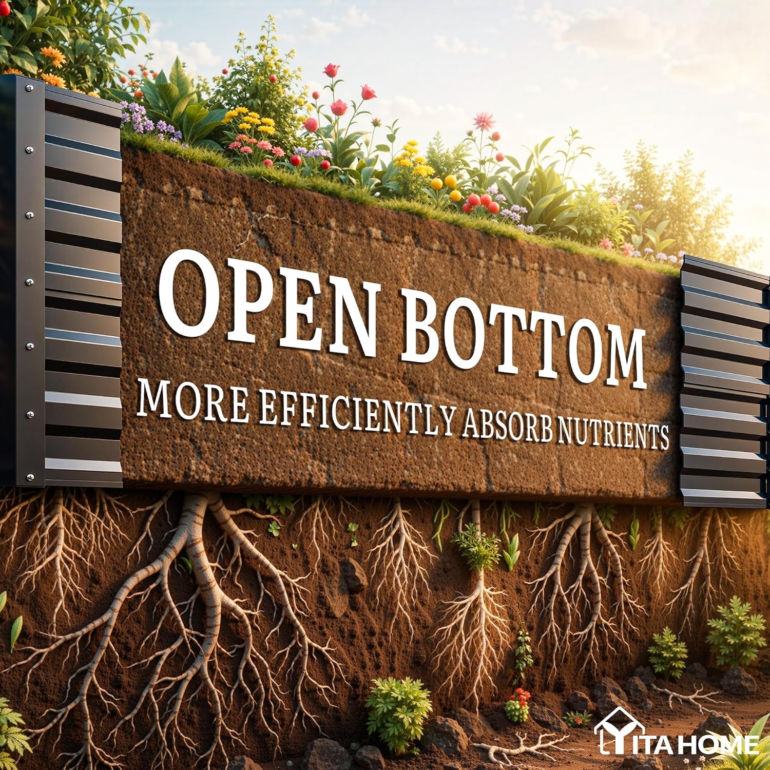 YITAHOME 6x3x2ft Large Raised Garden Bed Kit, Galvanized Metal Planter Box with Gloves, Support Rod, Outdoor Above Ground Planters for Plants, Vegetables, Flowers, Black