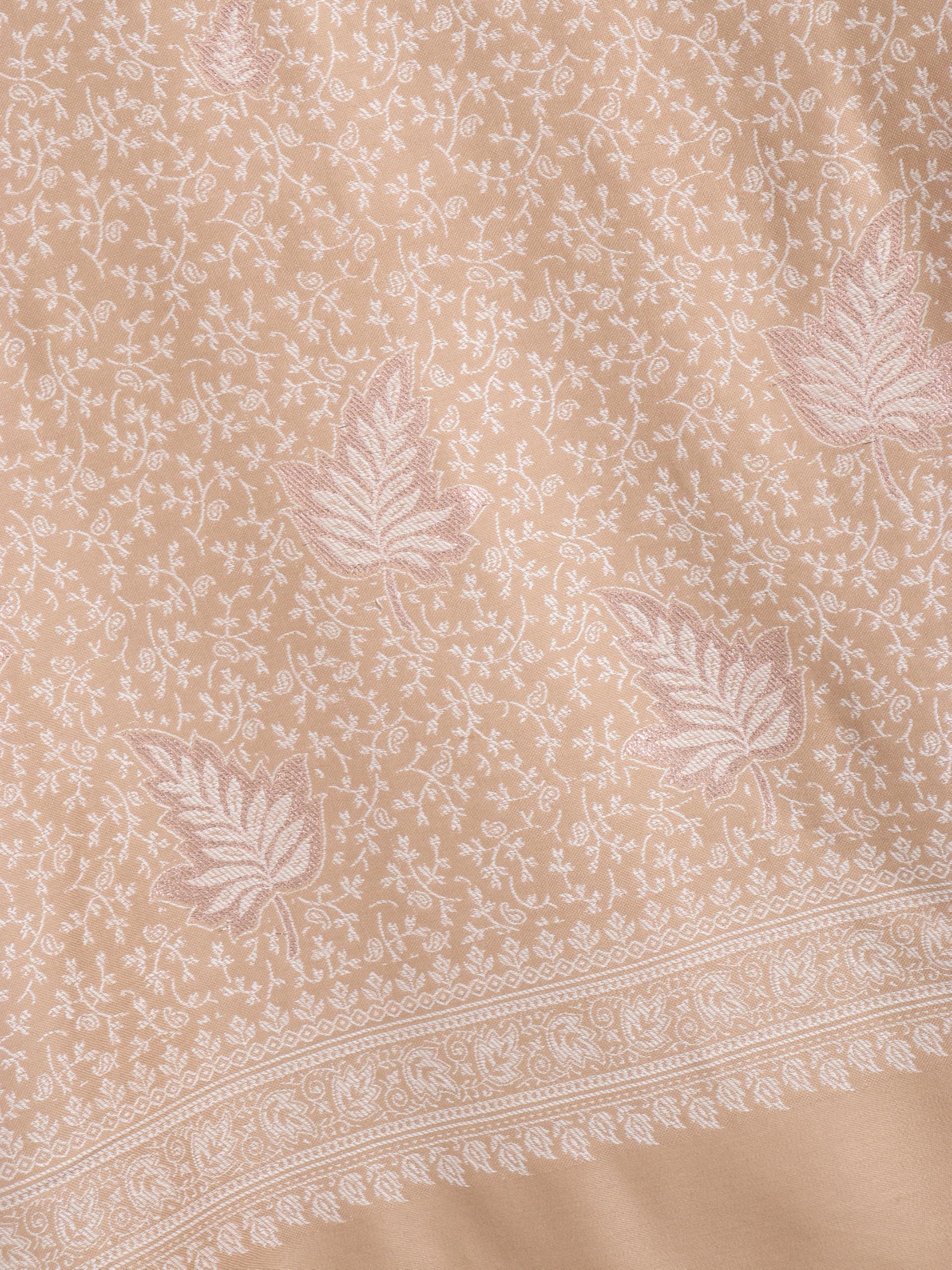 tweedle Kashmiri Shawl for Men, Zari Work, Faux Pashmina Stole for Gents - Beige (40 x 80 Inches) 3