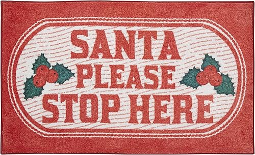 Mohawk Home Alfombra roja Santa Stop Here, 2'6x4'2,