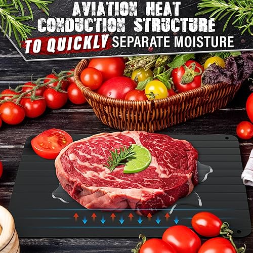 Miniatura 6 de Bandeja de descongelación rápida para carne, pescado y verduras congeladas, bandeja de descongelación de carne de aluminio no eléctrica de 11.6 x