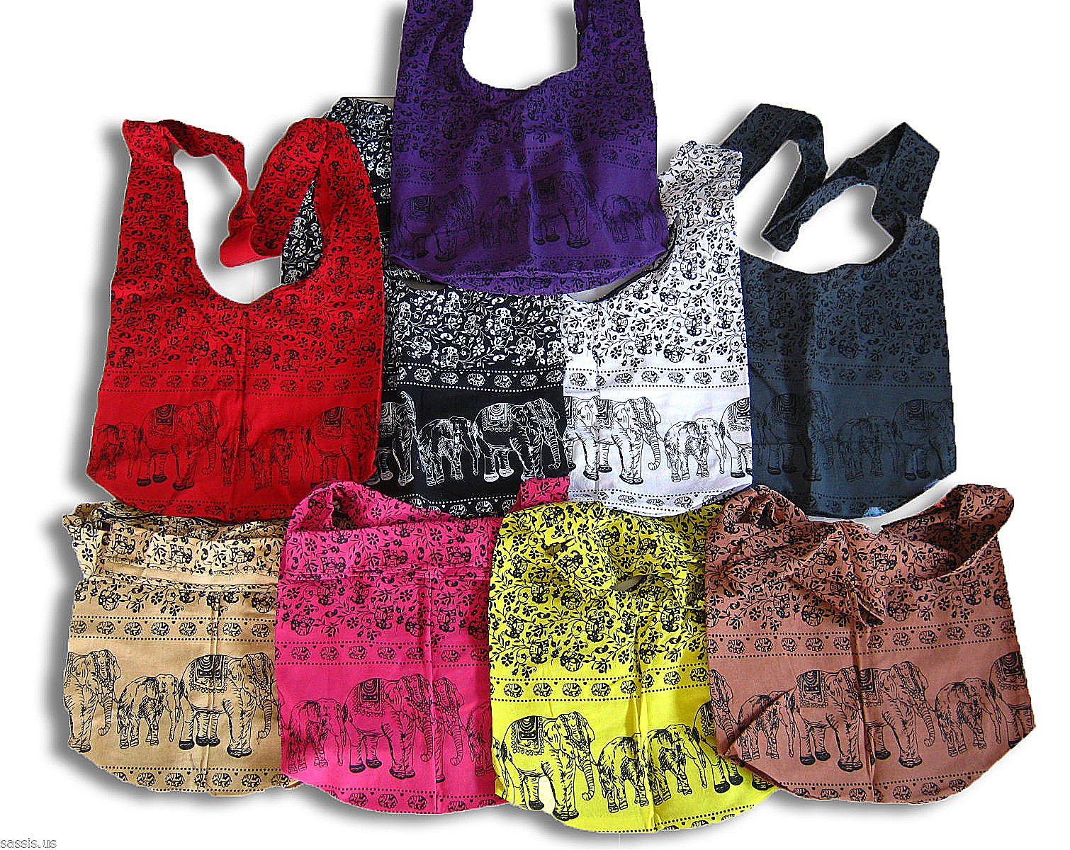 Pack 9 Shoulder Bag Thai Cotton Elephant Sling Yaam Cross Body Hippie Bohemian Style