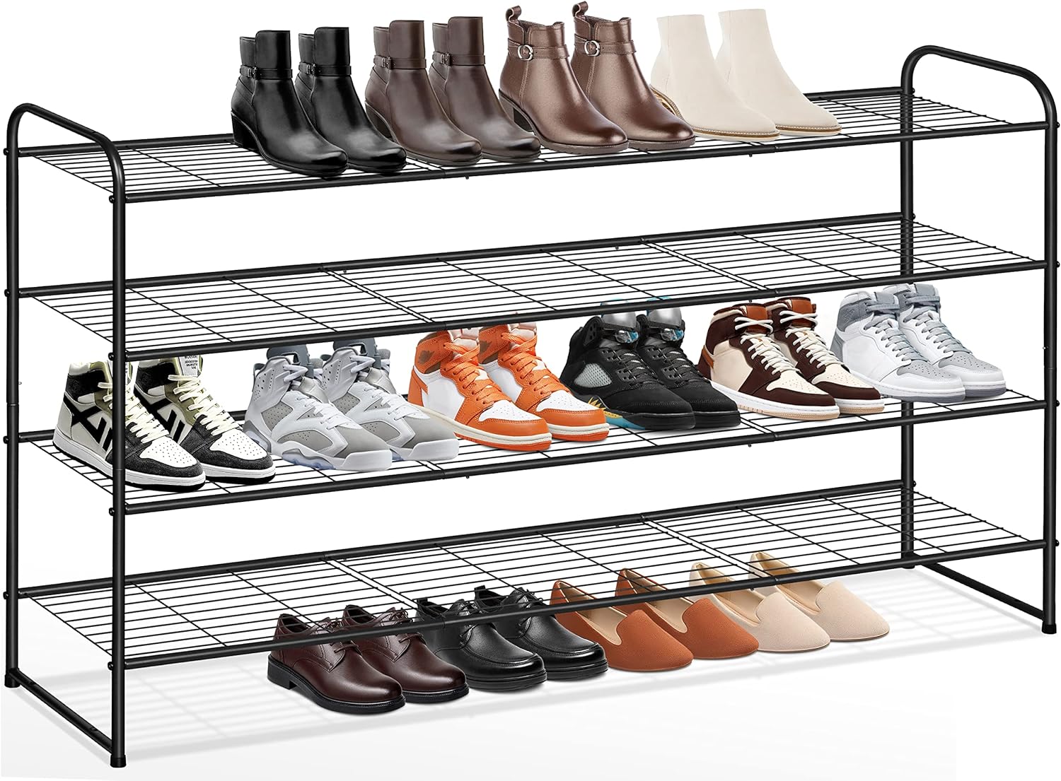 Amazon.com: KEETDY 4-Tier Long Shoe Rack for Closet, Wide Shoe ...