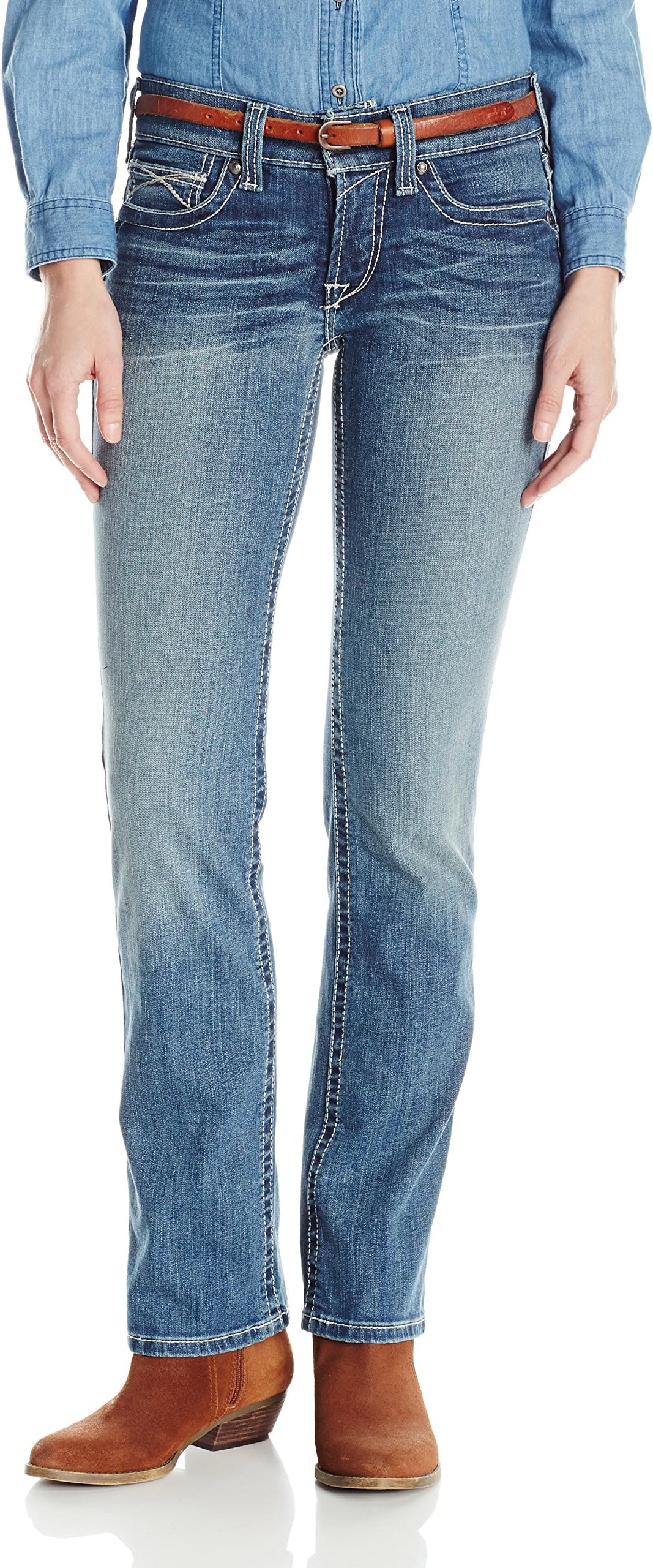 ARIATWomen's R.e.a.l. Mid Rise Stretch Icon Stackable Straight Leg Jean