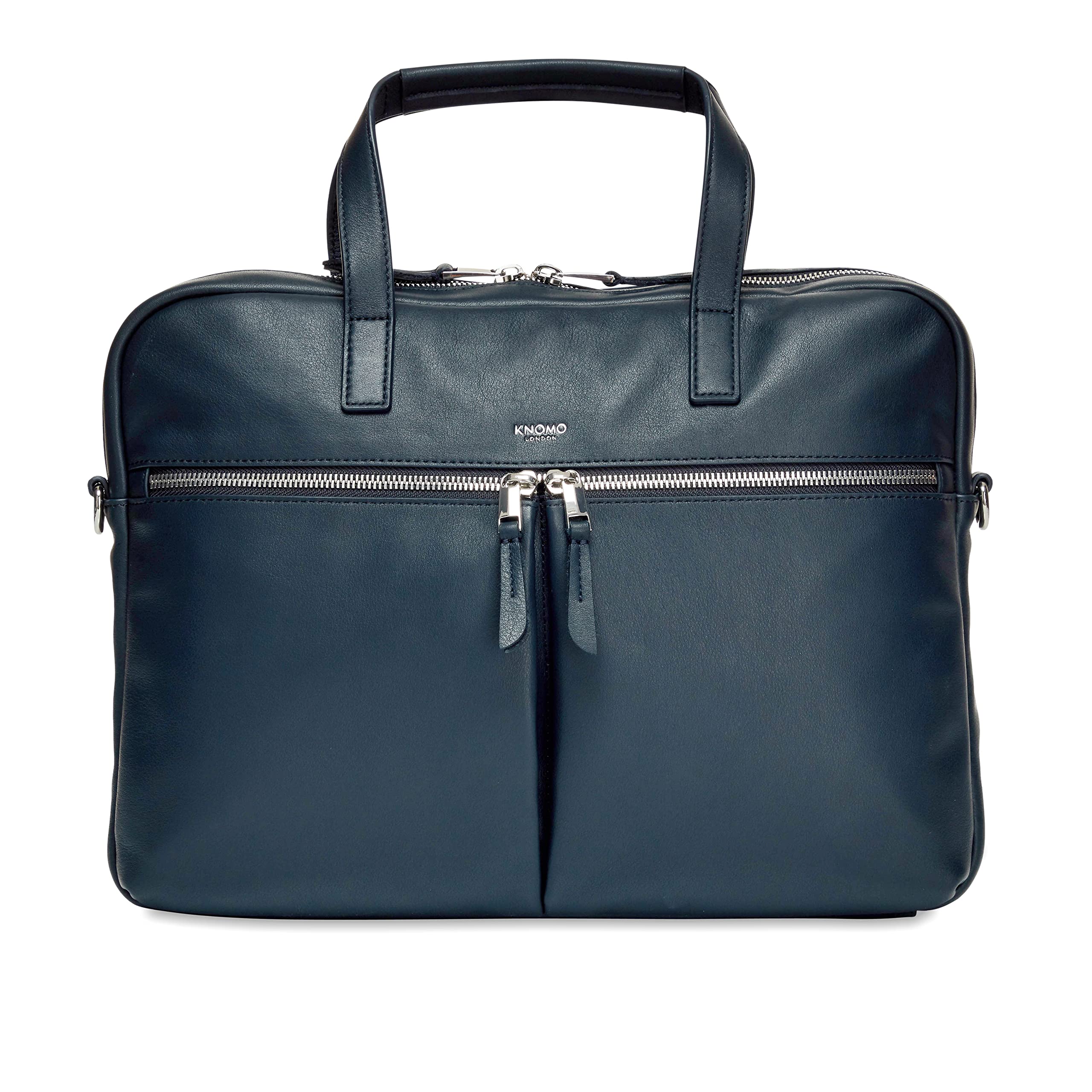 KNOMO Hanover - Maletín para laptop de 14 pulgadas para mujer, bolsa de trabajo delgada y bolsa de mano con correa desmontable, Azul marino