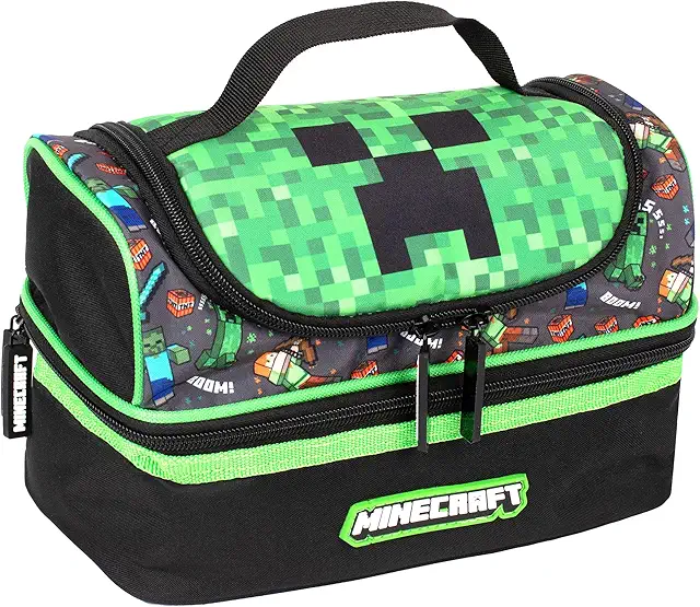Minecraft Lunch Bag for Kids - Thermal Insulated Double Decker Food Carrier