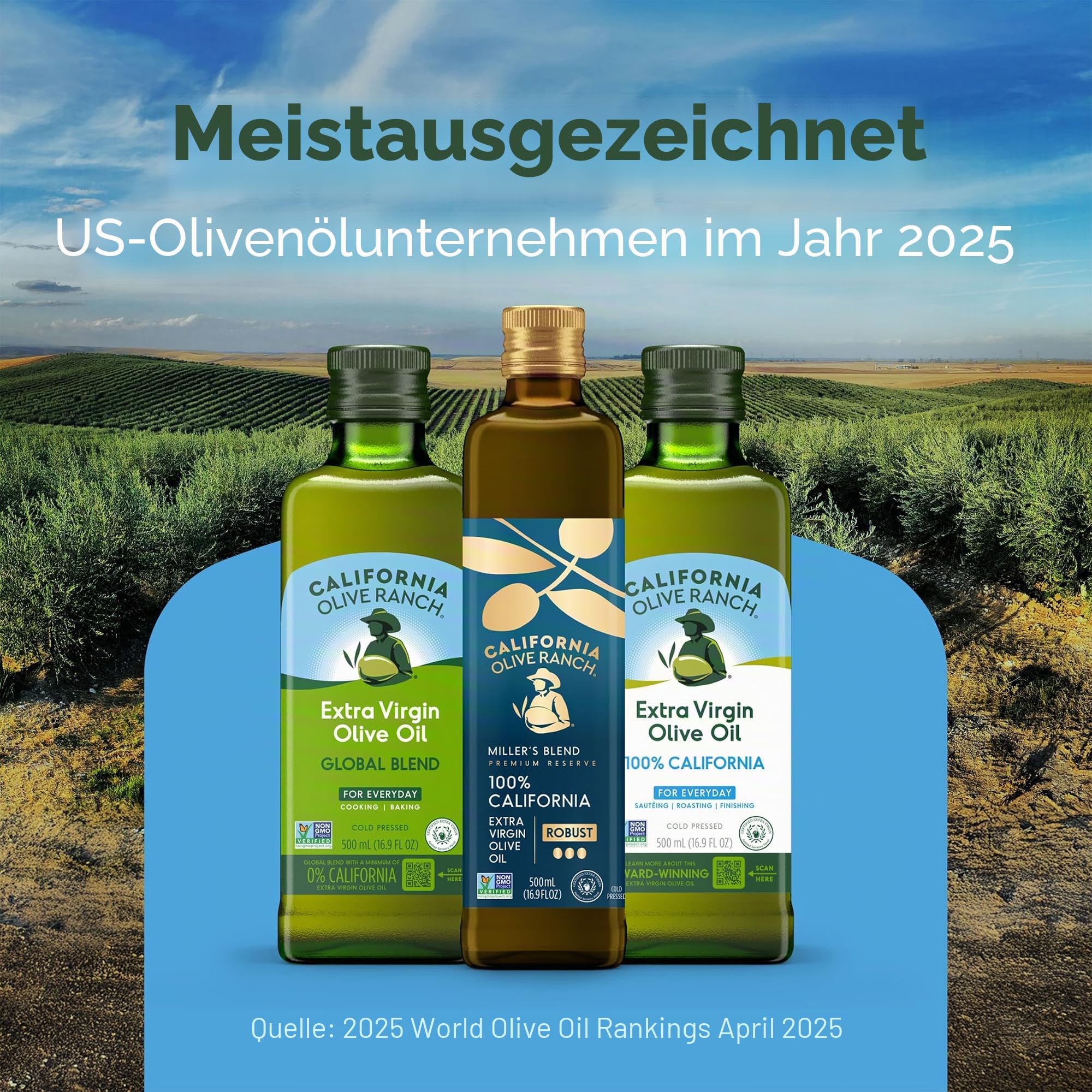 California Olive Ranch Olivenöl Extra Virgin, ungefiltert, 500 ml