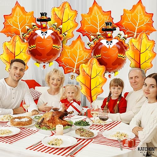 Miniatura 8 de KatchOn, Globos grandes de hojas de otoño y pavo  Paquete de 16  Globos de pavo de Acción de Gracias, globos de Mylar de Acción de Gracias Turquía