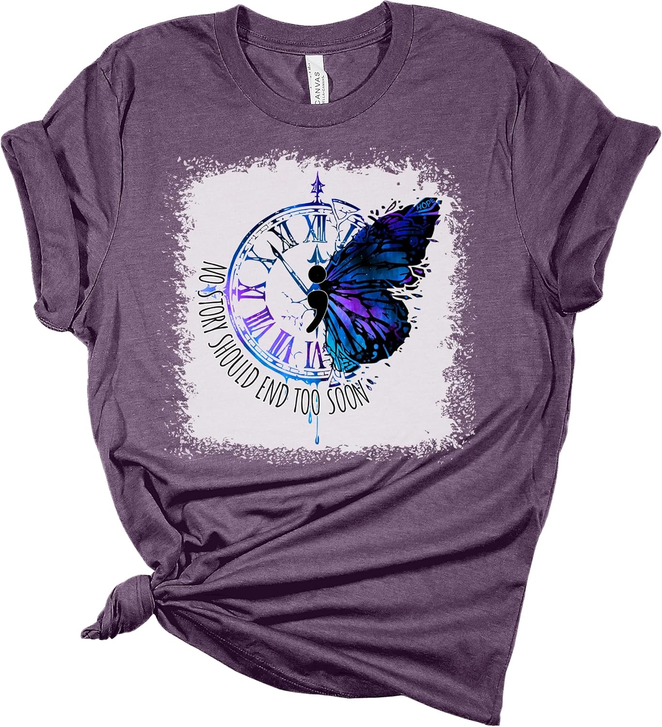 Suicide Prevention Shirt No Story Should End Mental Health Awareness Tshirt Butterfly Graphic Tees for Women