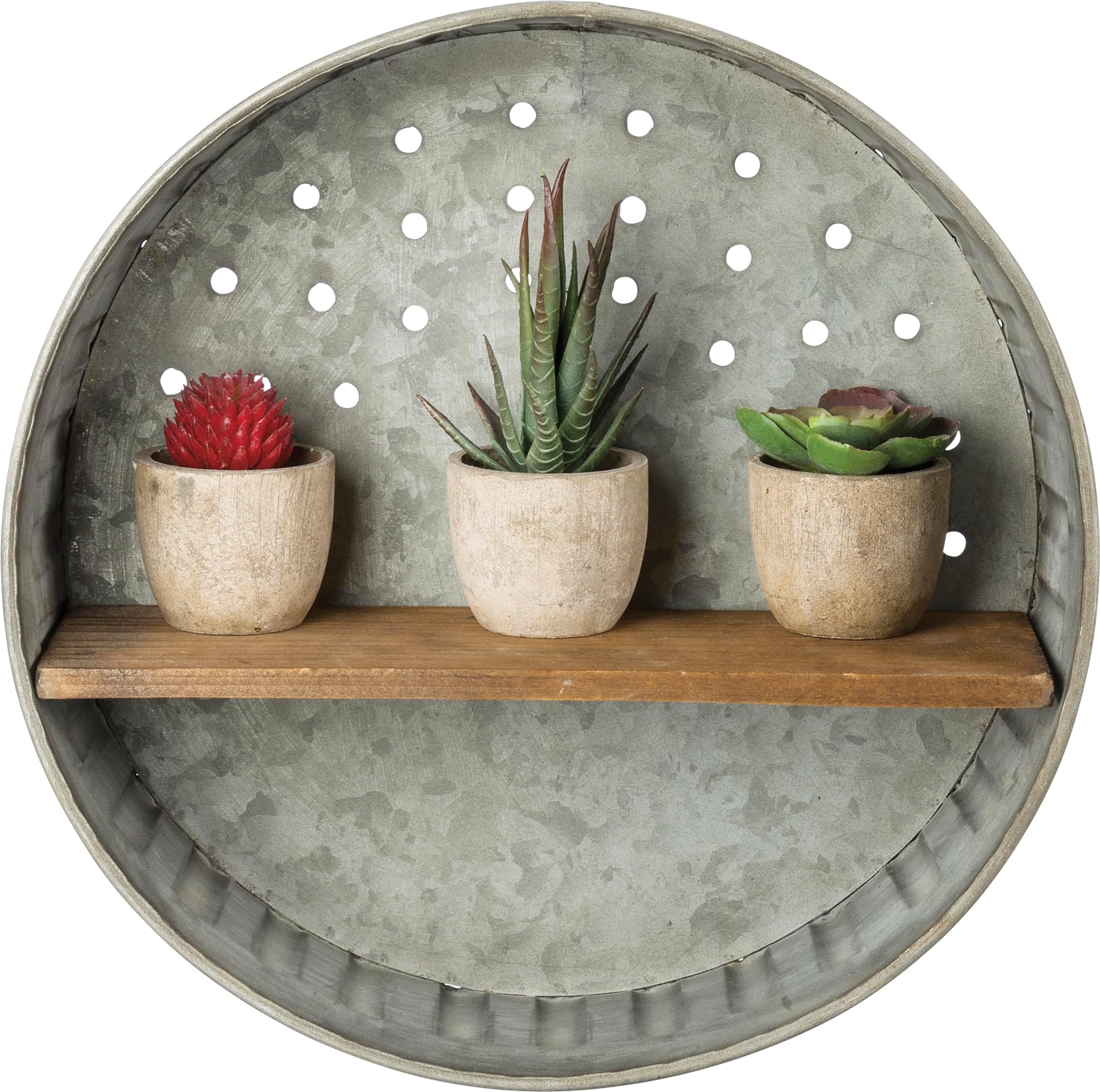 Primitives by Kathy38024 Rustic-Inspired Wall Shelf, Metal and Wood, 12.5" in Diameter