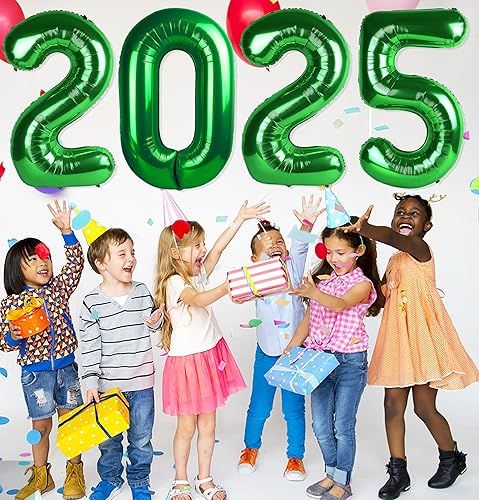 Vista 580 de Globo número 2 de 40 pulgadas, para decoración de cumpleaños y graduaciones, para niños y niñas (color verde claro)