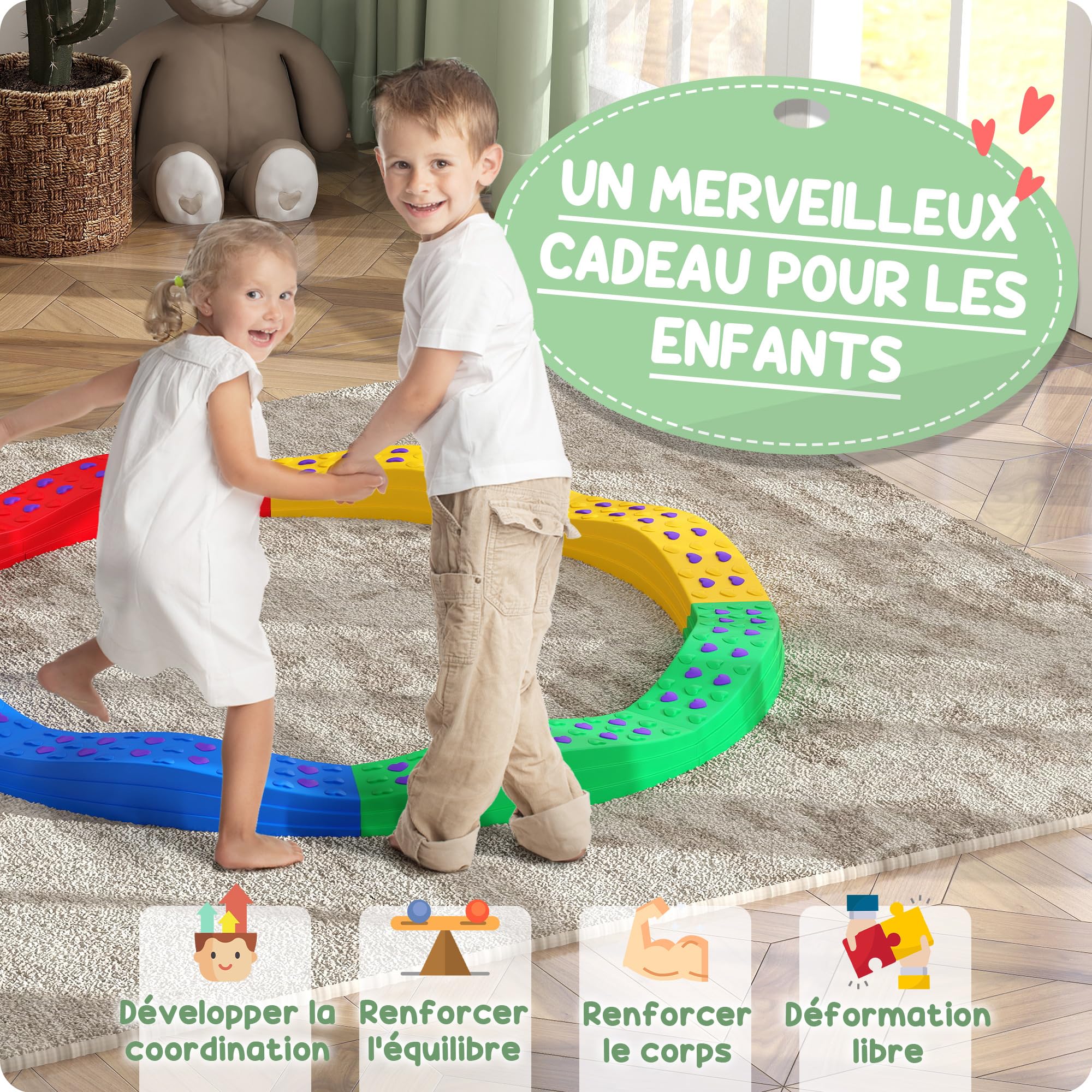 Lot De 6 Pierres De Rivière Pour Parcours D'équilibre Et De Motricité
