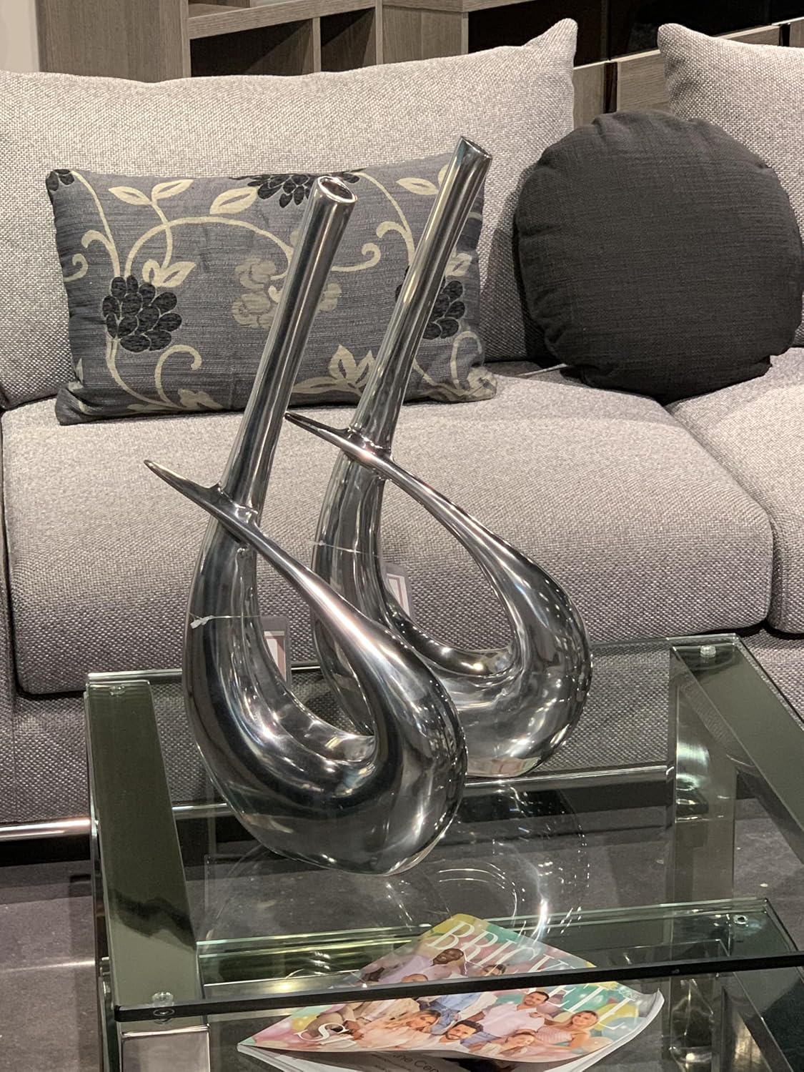 Modern Buffed Aluminum Abstract Table Vase