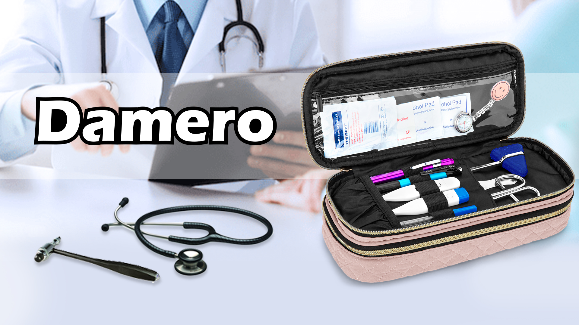 Amazon | Damero 聴診器ケース 二層式 聴診器入れ ナース 小物 保管