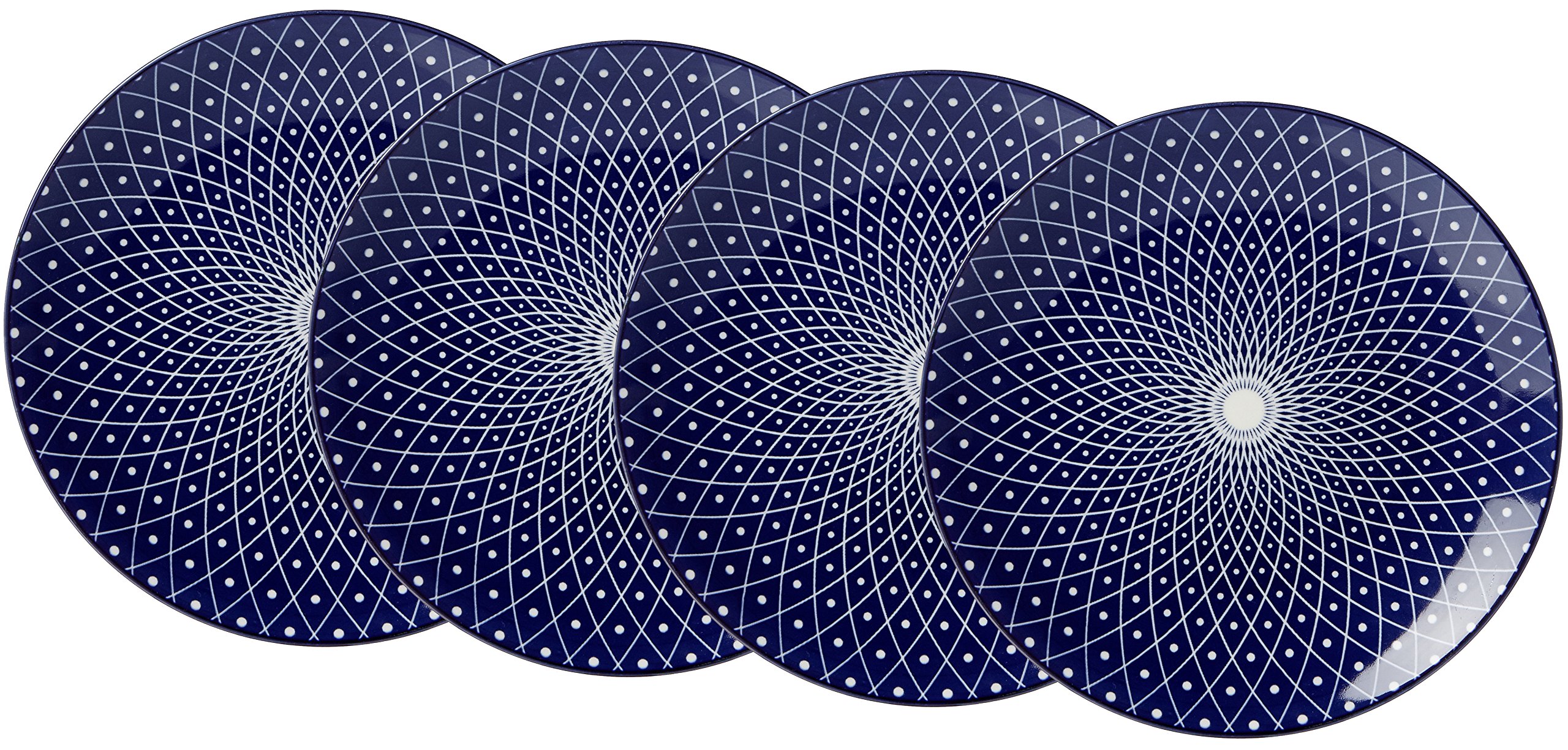 Ritzenhoff & Breker Royal Reiko 4-Piece Cake and Breakfast Plate Set 21.5 cm Diameter Porcelain Tableware Blue White 21.50 x 21.50 x 2.50 cm