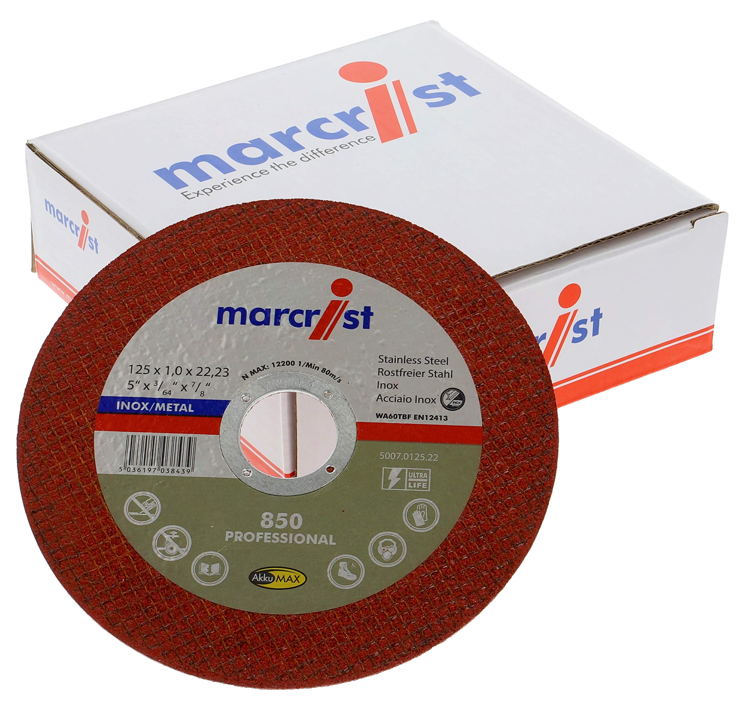 Marcrist Inox/Metal 850 - Disco da taglio 125 x 22,23/25 pezzi