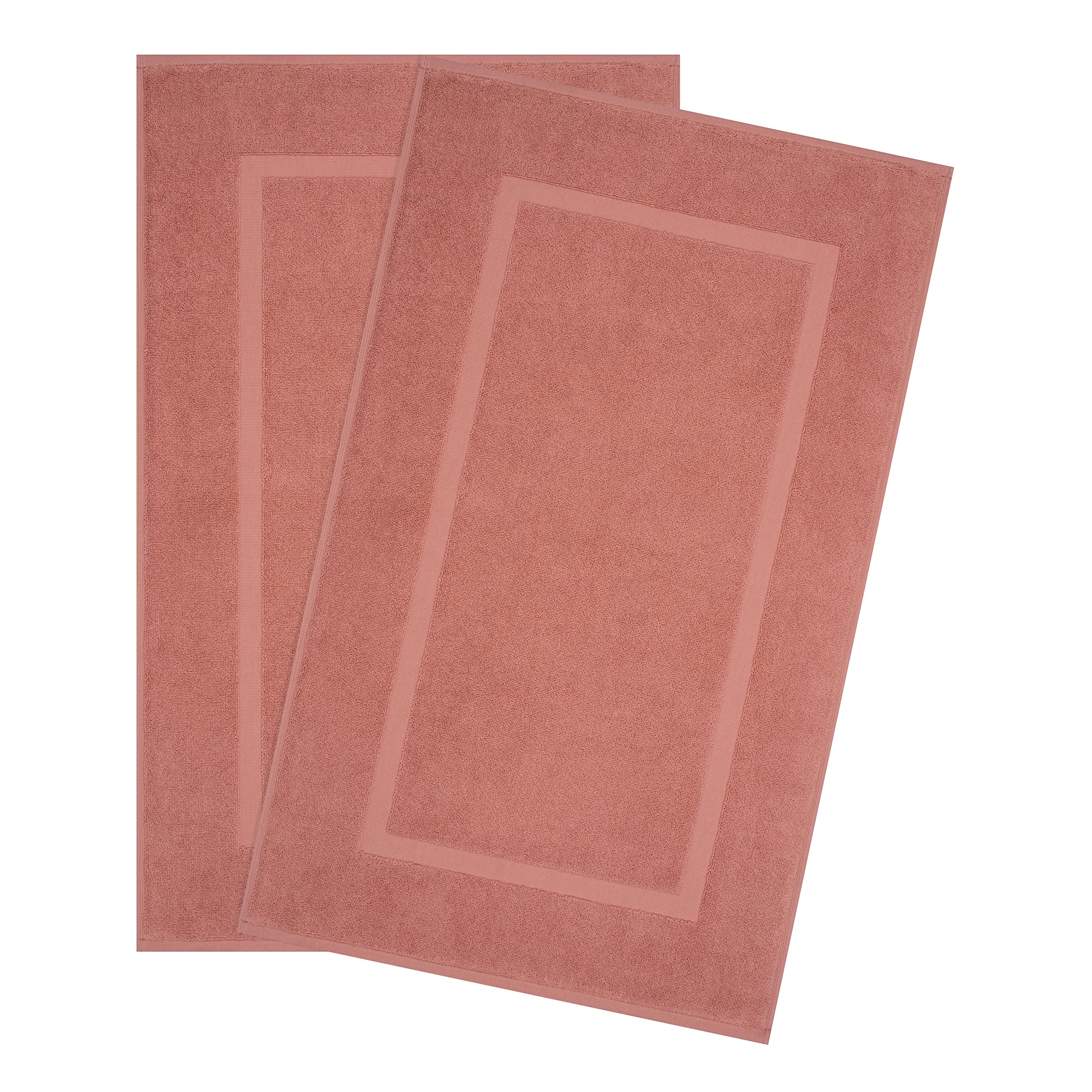Cotton Paradise 100% Cotton Bath Mats for Bathroom Floor Set of 2 Pack, 20x34 Soft Absorbent Washable Quick Dry Tub Bathmat, Coral Towel Bath Mat