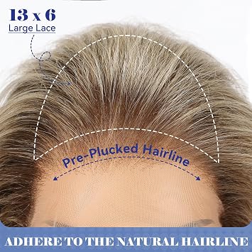 HAIRCUBE 13x6 HD Synthetic Lace Front Wig, 24 Inch Ash Blonde Long Curly Layered Wigs, Natural Density Hairline Glueless Wigs for Women Daily Use