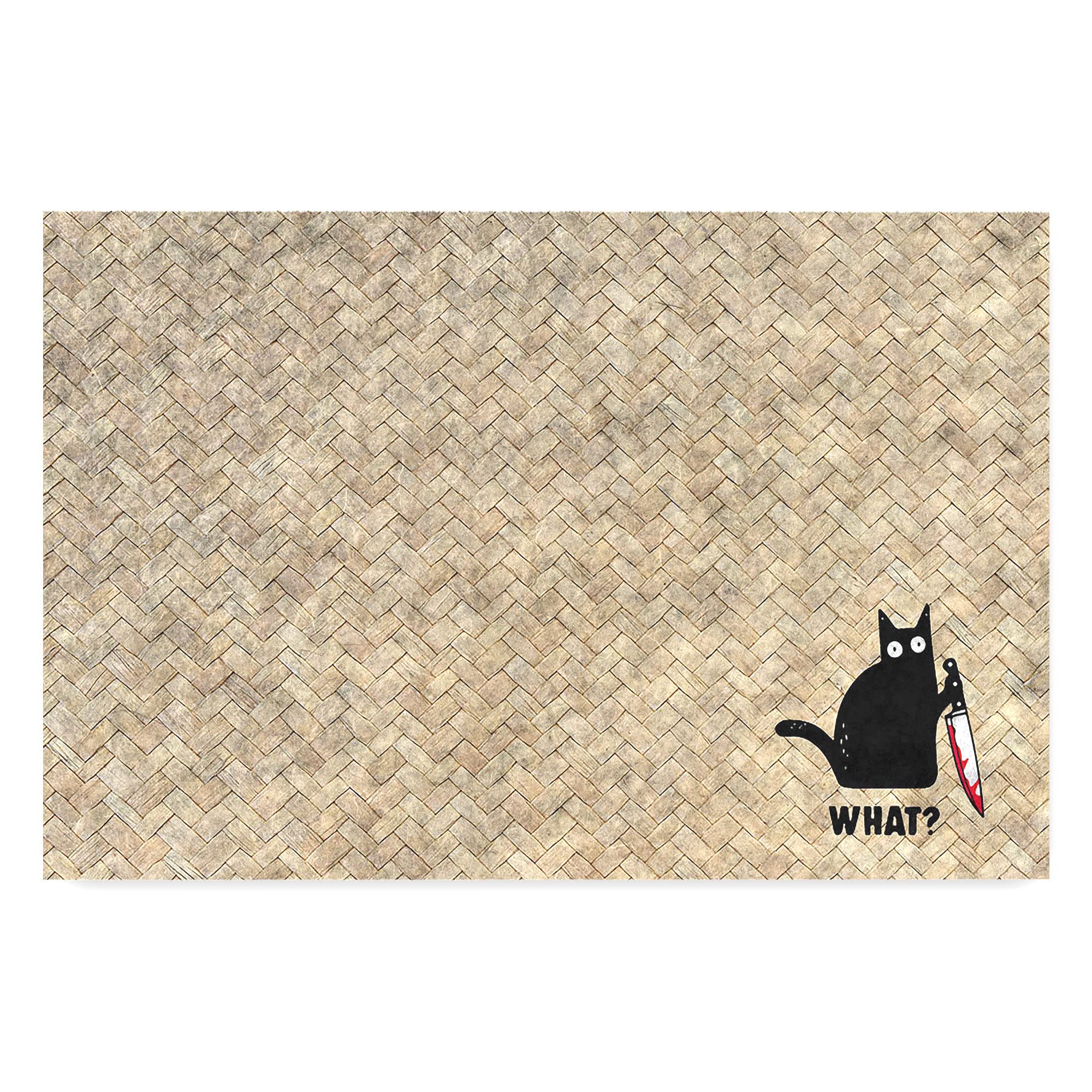 Monnhein Tasarımlı Dekoratif Kapı önü Paspas, Dış Mekan/Ev İçi/Banyo/Mutfak/Yatak Odası/Giriş Paspasları (Hasır Cat, 45X70)