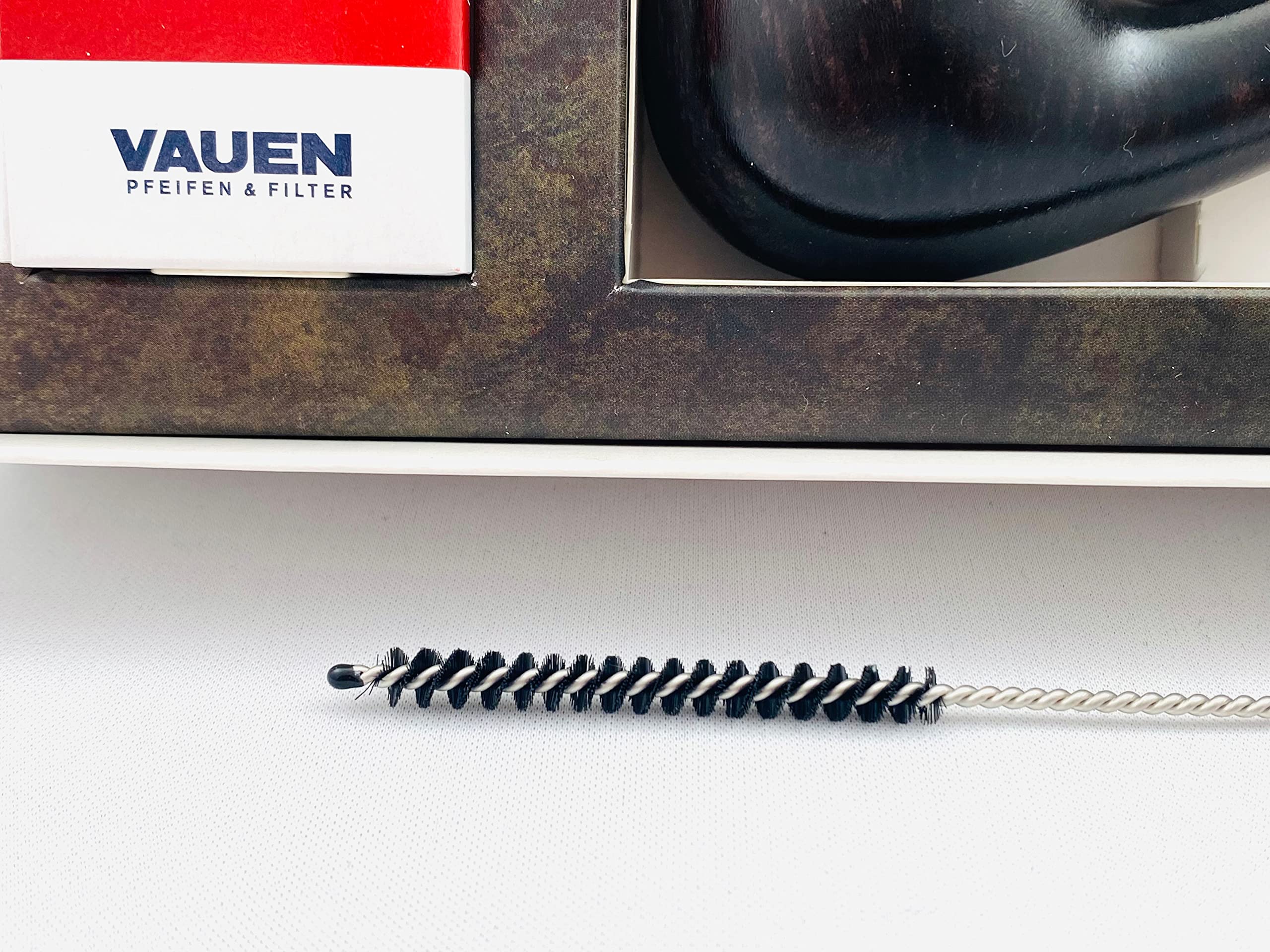 VAUEN Pfeife Beginner (Intro) 3 Starter Set - gebogen dunkel braun inkl. meytrade Pfeifenbürste