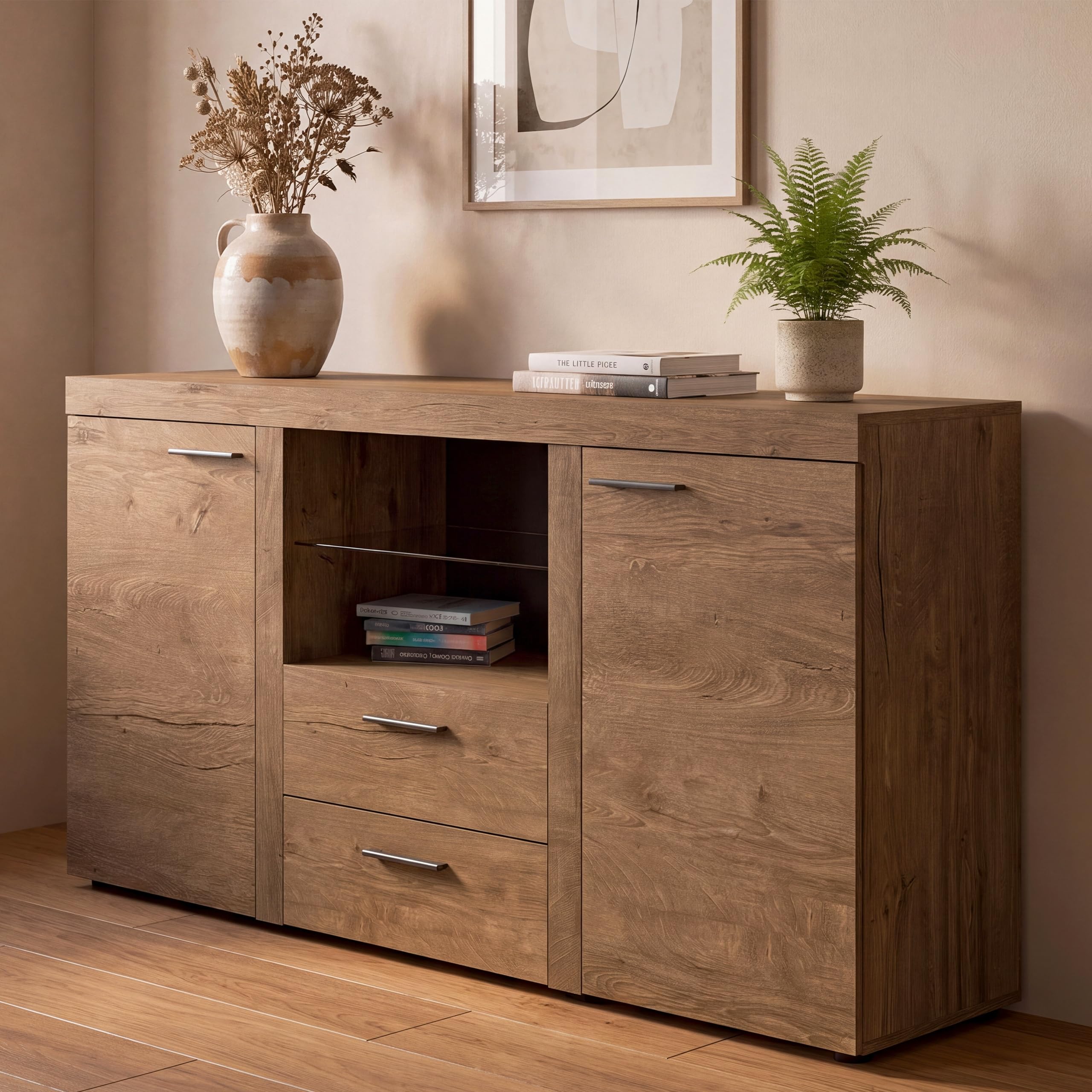 BROMARKT Kommode für Schlafzimmer mit Schubladen 156x82 cm Lefkas Eiche