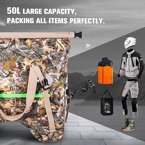 Miniatura 4 de WILD HEART Bolsa de cola seca de motocicleta 70L50L con correas de cuerda y bolsillo interior PVC impermeable 500D para viajes, motocicleta y así