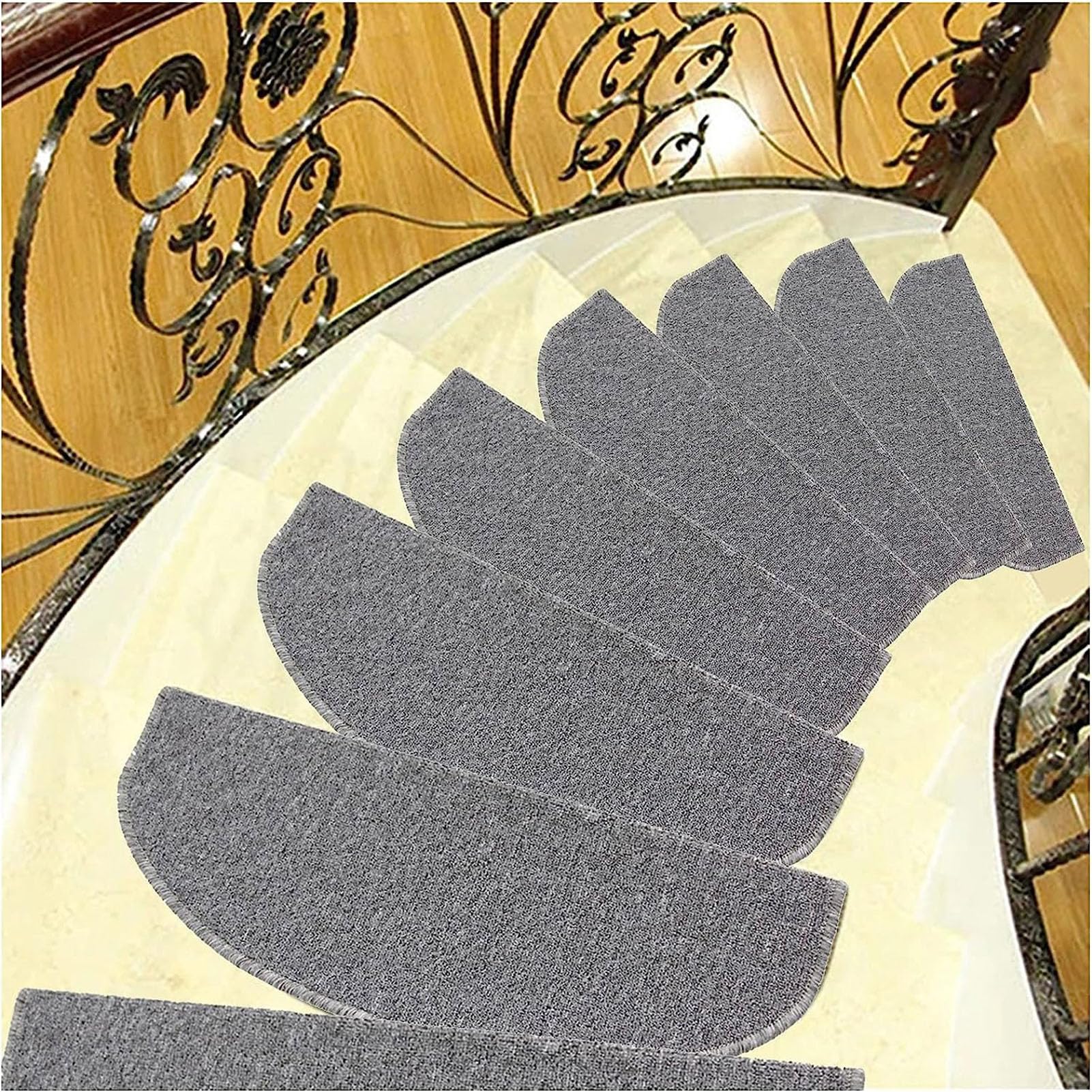 YTBHSHXZ stair treads， Self Adhesive Semi-Circle for People and Animals, Reusable & Washable(10PCS)