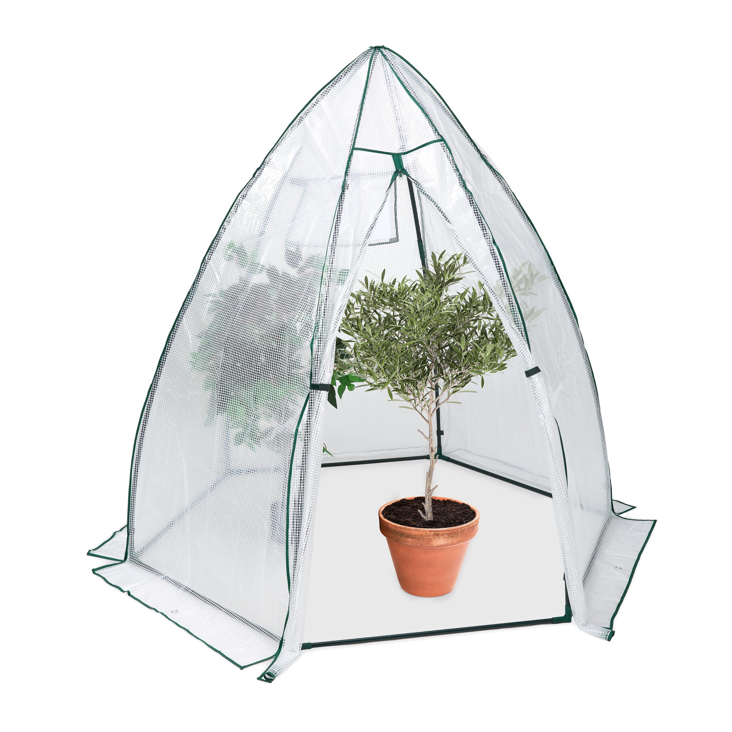 Relaxdays Invernadero, de Plástico, 185 x 180 x 160 cm, Protección Plantas en Invierno, Puerta y Ventana, Transparente
