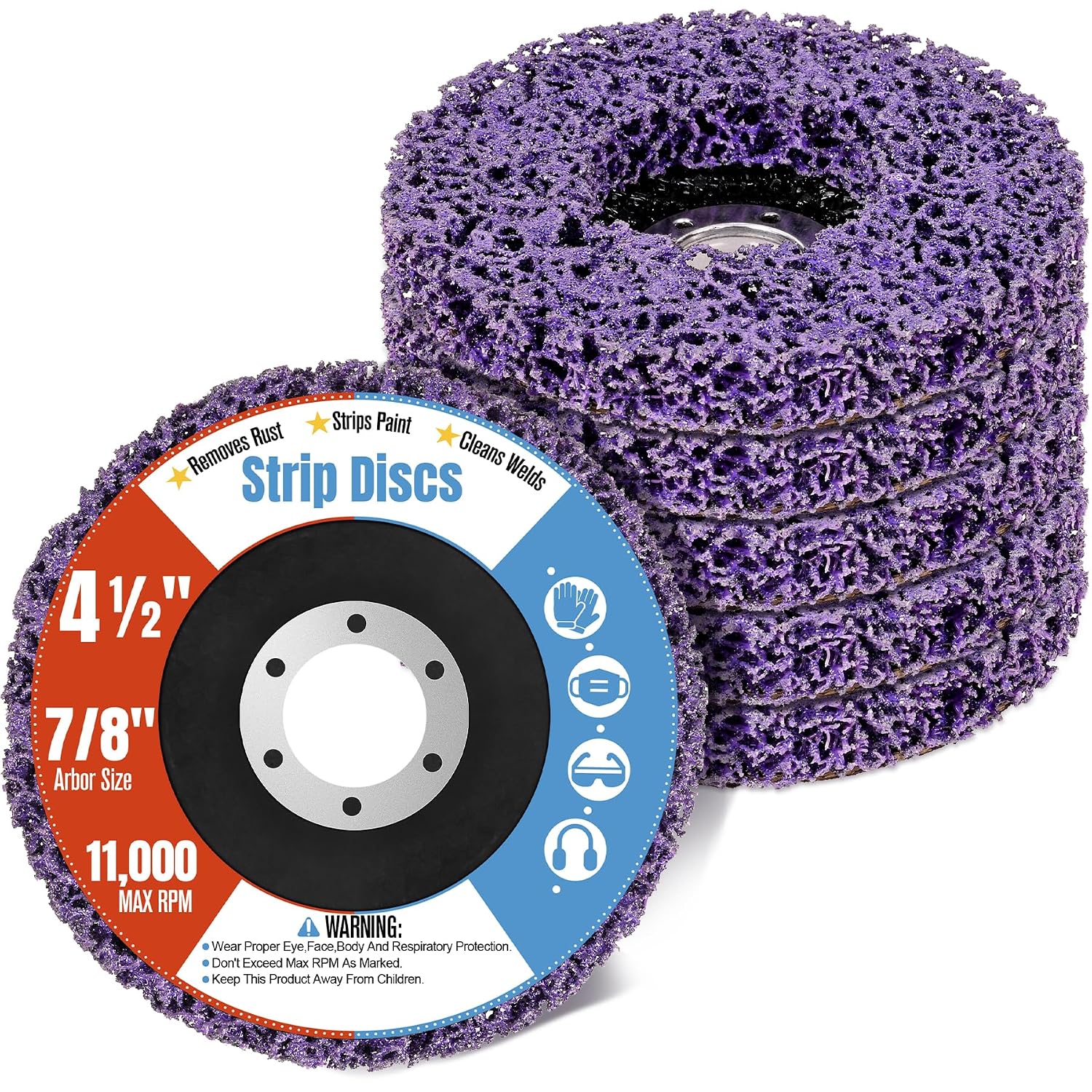 6 Pcs Stripping Discs, 4-1/2" x 7/8" Paint Rust Remover Wheel for Angle Grinder, Remove Paint, Coating and Welds Oxidation, Quick Abrasive Discs for Metal and Wood Stripping (Purple)