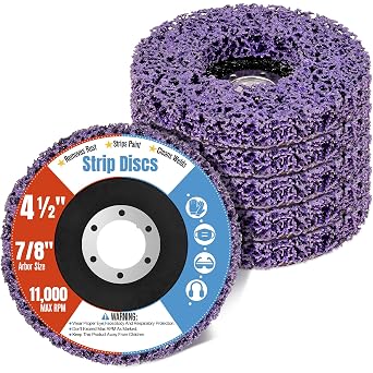6 Pcs Stripping Discs, 4-1/2" x 7/8" Paint Rust Remover Wheel for Angle Grinder, Remove Paint, Coating and Welds Oxidation, Quick Abrasive Discs for Metal and Wood Stripping Purple