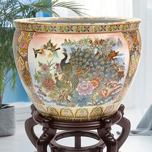 Miniatura 7 de Red Lantern Satsuma - Maceta de porcelana de 12 pulgadas para uso en interiores y exteriores, en jardín, entrada, sala de estar, estilo bohemio,