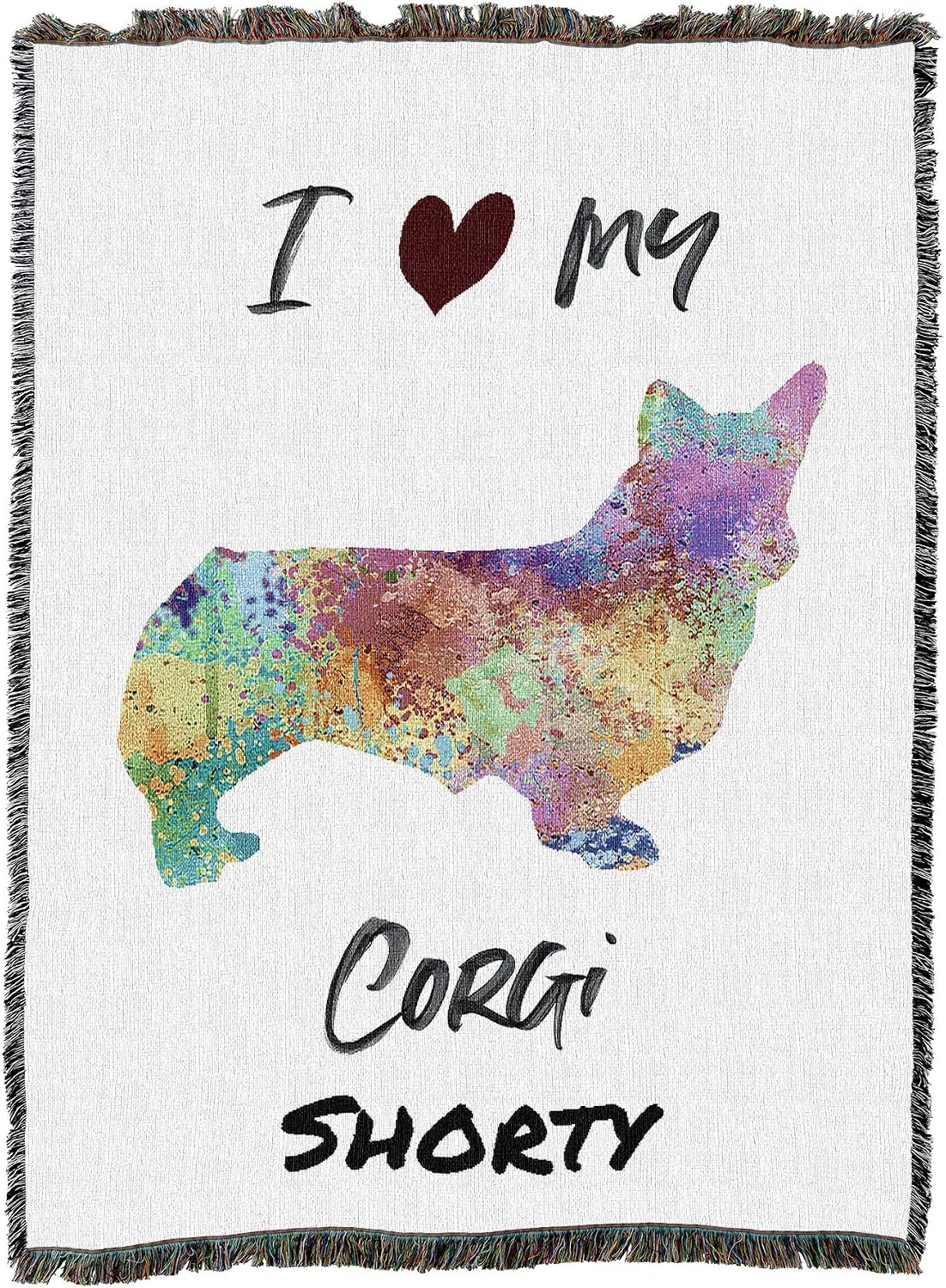 Pure Country Weavers I Love My Corgi Dog Personalized Paint Splash Woven Blanket - Gift Cotton Tapestry Throw - Made in The USA - 72" x 54"