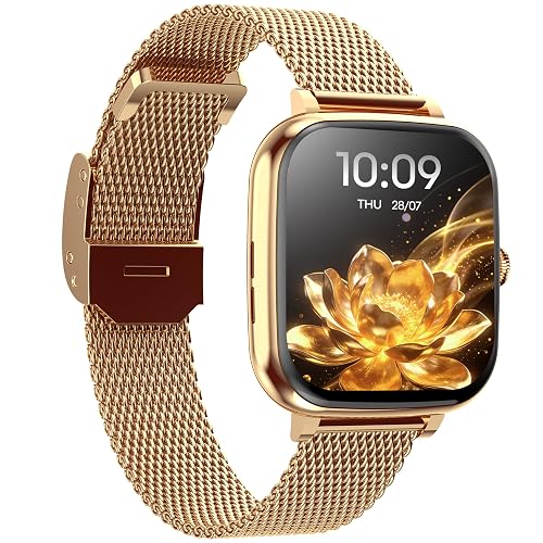 Fastrack Noir Rizz Smart Watch for Women with 1.72" inch Ultra HD Display,Womens Health,AI Watchface & AI Chat,Functional Crown,24/7 Health Suite,BT Calling,IP68,Additional Silicone Strap- Rose Gold