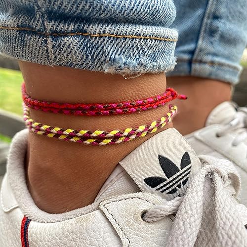 Miniatura 24 de Made by Nami 2 Pcs Wave String Ankle Bracelets for Women Waterproof & Adjustable Thin Braided Anklet Surfer Boho Ankle Bracelet Set of 2 Beach Multi
